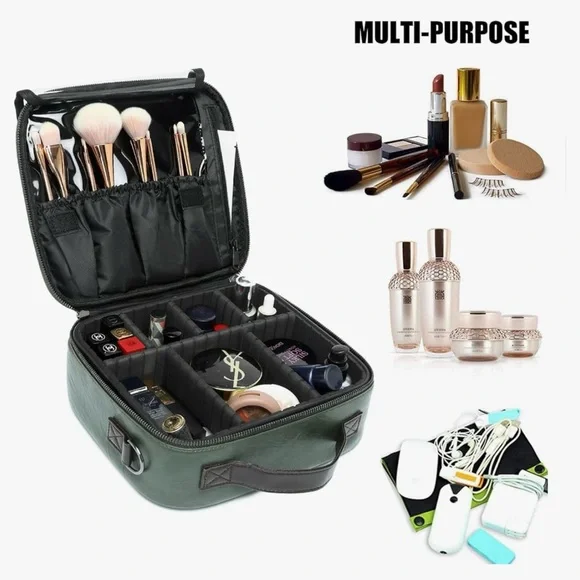 LACATTURA Travel Makeup bag, Leather Makeup Train Case - NWOT - Picture 2 of 13